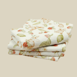 Bunnies & Berries Muslin Swaddle Blanket