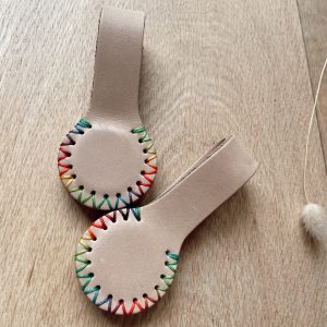 The Stella Clip - Karoo Sand - Beige with Rainbow Stitching (2 pieces)