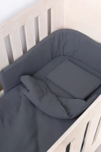 Blue Grey Muslin Cot Duvet (Lead Time)